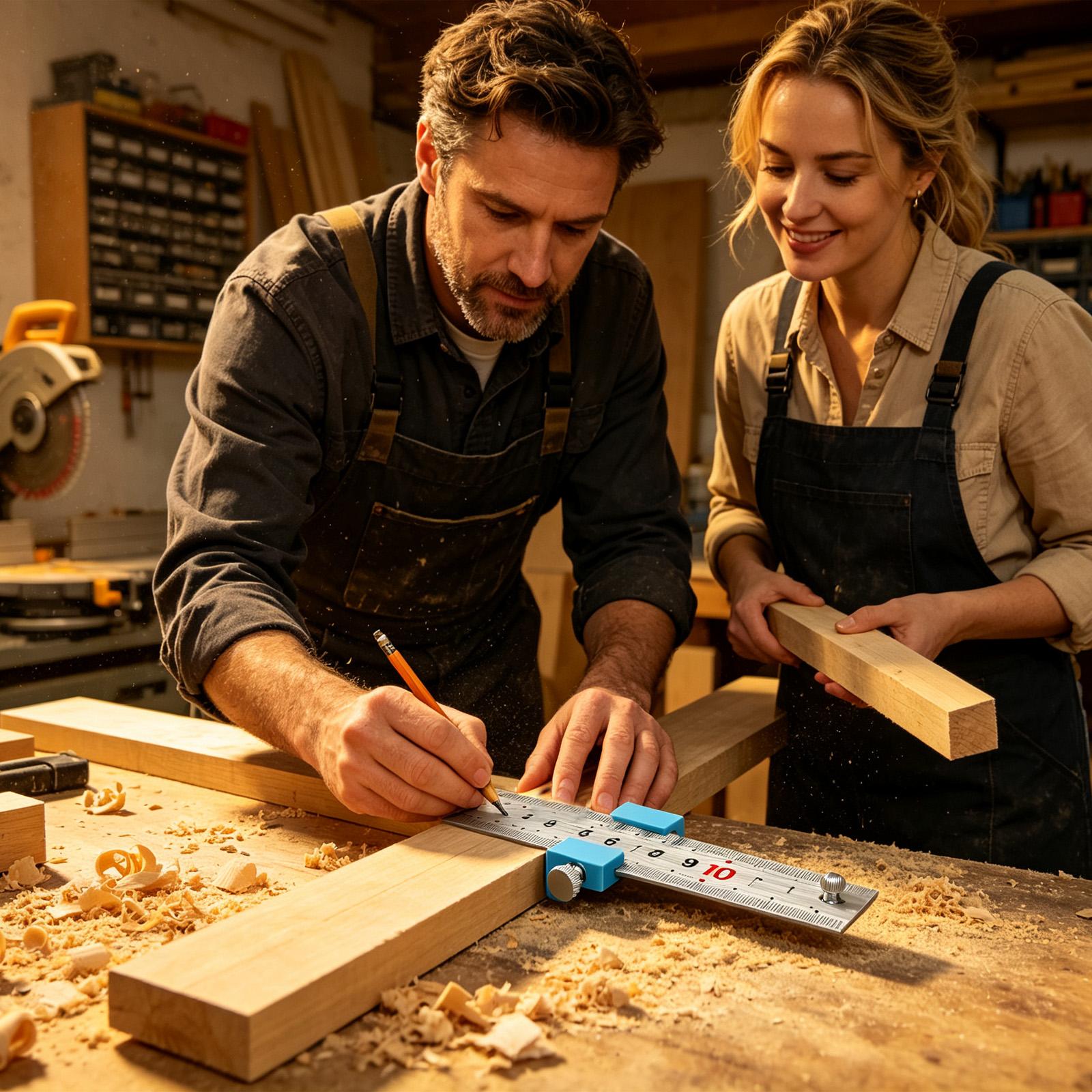Woodworking And Carpentry - Столярные инструменты: стальная линейка-упор для разметки